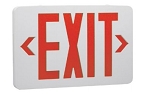 5W LED Emergency Exit Sign 1 - 3/4 view, white, thermoplastic led exit sign with bold red exit lettering and directional