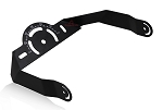 LED Wall Mount Bracket 1 - angled view, black, steel angle adjustment bracket featuring curved design with multiple mounting
