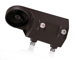 and Shoebox Lights Only - 3/4 view, bronze, robust knuckle mount with slip fitter connection, precision-engineered led optics