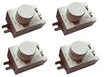 LED Dusk to Dawn Photocell 1 - angled view, white, plastic led dimmer control modules with rotary dials and mounting tabs