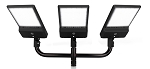 300W LED Tennis Court Lighting Package 1 - front view, led sports lighting fixture featuring triple-head configuration