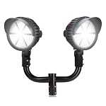 500W LED Stadium Lighting Package 1 - front view, dark bronze, dual-head led sports light featuring two adjustable flood