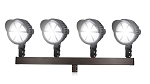 500W LED Stadium Lighting Package 1 - front view, bronze, led stadium light array featuring four large circular fixtures