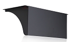 LED Light Mounting Accessory 1 - 3/4 view, black, angular modern housing design with integrated heat sink fins on the rear