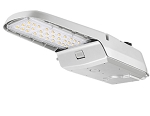 150W LED Municipal Street Light 1 - 3/4 view, silver, led street light fixture featuring large rectangular led array