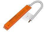 15W LED Light Accessory 1 - angled view, orange powder coated, emergency led driver unit with flexible metal conduit