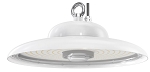 150W LED NSF Certified High Bay Light 1 - angled view, white, powder-coated led stadium light with ufo-style design