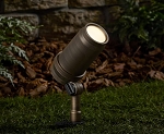 3.6W LED Landscape Spot Light 1 - installed, bronze led landscape spot light with adjustable knuckle mount and ground spike