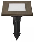 1.8W LED Landscape Pathway Light 1 - angled view, bronze, led deck light featuring square frosted lens panel and pointed