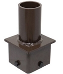 LED Light Pole Tenon Adapter 1 - 3/4 view, bronze, tenon adapter mounting component featuring cylindrical post that fits