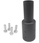 LED Light Pole Tenon Adapter 1 - angled view, dark gray steel tenon adapter mounting sleeve with cylindrical design
