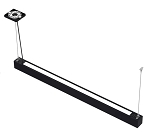50W LED Troffer Light 1 - 3/4 view, black, extruded aluminum led linear pendant light featuring clean minimalist design