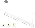 50W LED Troffer Light 1 - 3/4 view, white, extruded aluminum led linear pendant light featuring clean minimalist design