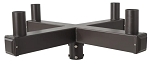 LED Light Pole Tenon Adapter 1 - 3/4 view, bronze, x-shaped mounting bracket system with four vertical pole mounting sleeves