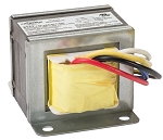 LED Photocell Bypass Cap 1 - angled view, gray, metal led driver/transformer in protective enclosure with yellow wound