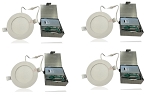 10W LED Disk Downlight 1 - 3/4 view, white, led recessed downlight fixture shown with separate junction box and driver