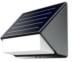 45W Solar LED Wall Pack - 3/4 view, dark bronze, led wall pack featuring integrated solar panel on top, clean geometric