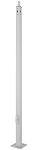 LED Square Steel Light Pole 1 - front view, white, light pole featuring square cross-section design with perforated