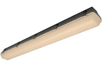 25W LED 2 Foot Vapor Tight Light 1 - 3/4 view, gray, polycarbonate led vapor tight fixture with elongated linear design