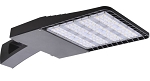 200W Shoebox LED Parking Lot Light 1 - 3/4 view, dark bronze, led area light featuring rectangular led array with protective