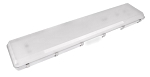 165W LED NSF Vapor Tight High Bay Light 1 - angled view, white, polycarbonate led vapor tight fixture with translucent lens