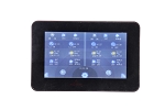 Vela Grow Light Controller 1 - front view, black, led lighting control panel/tablet displaying blue interface