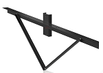 LED Light Pole Tenon Adapter 1 - angled view, black, led light mounting bracket featuring adjustable triangular support arm