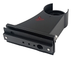 LED Light Arm Mount Bracket . . Revati - angled view, black, powder-coated tenon adapter/slip fitter designed for mounting