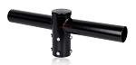 LED Double Tenon Adapter 1 - angled view, black, powder-coated tenon adapter with dual horizontal arm configuration, central