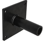 LED Wall Mount Bracket 1 - angled view, black, cylindrical socket extending from rectangular mounting plate