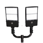 300W LED Stadium Lighting Package 1 - angled view, dual-head black led stadium light fixture with modular design