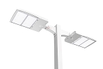 300W LED Stadium Lighting Package 1 - angled view showing two fixtures, gray, dual rectangular led modules