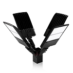 300W LED Stadium Lighting Package 1 - angled view, black, dual adjustable heads mounted on central bracket assembly each head