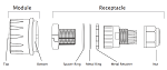 LED Dusk to Dawn Photocell 1 - dimensions, technical exploded view diagram showing led module and receptacle assembly
